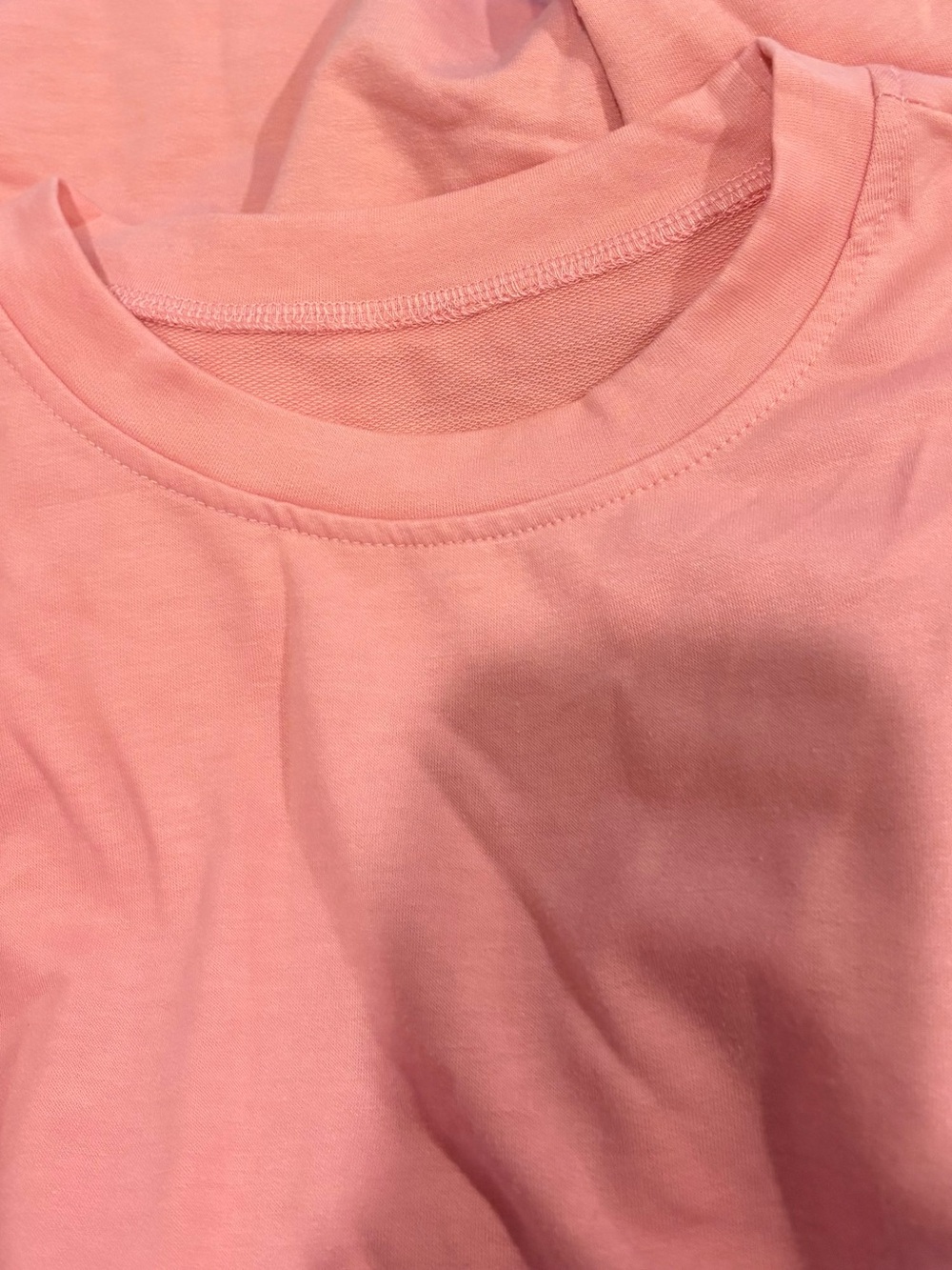 Boho coral pink lace sleeve crewneck sweatshirt size large.